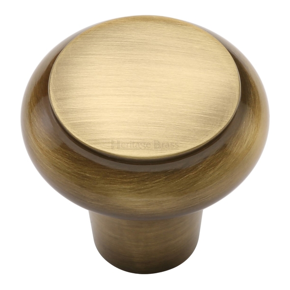 C3990 32-AT • 32 x 14 x 30mm • Antique Brass • Heritage Brass Flat Faced Bun Cabinet Knob